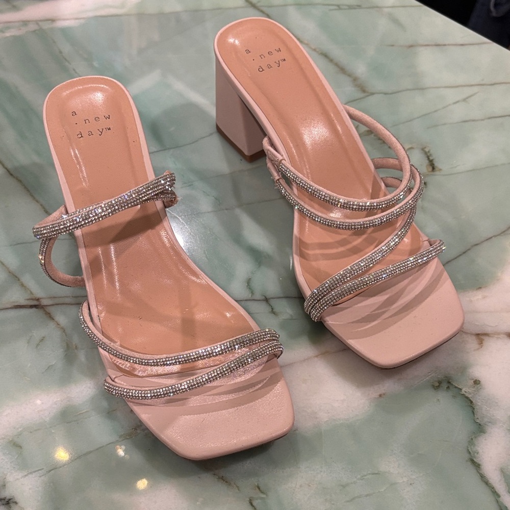A New Day Women's Beige Strappy Heels